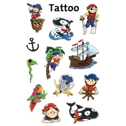 Tatuaggi Avery Kid assortiti - 1 foglio - pirati 56683